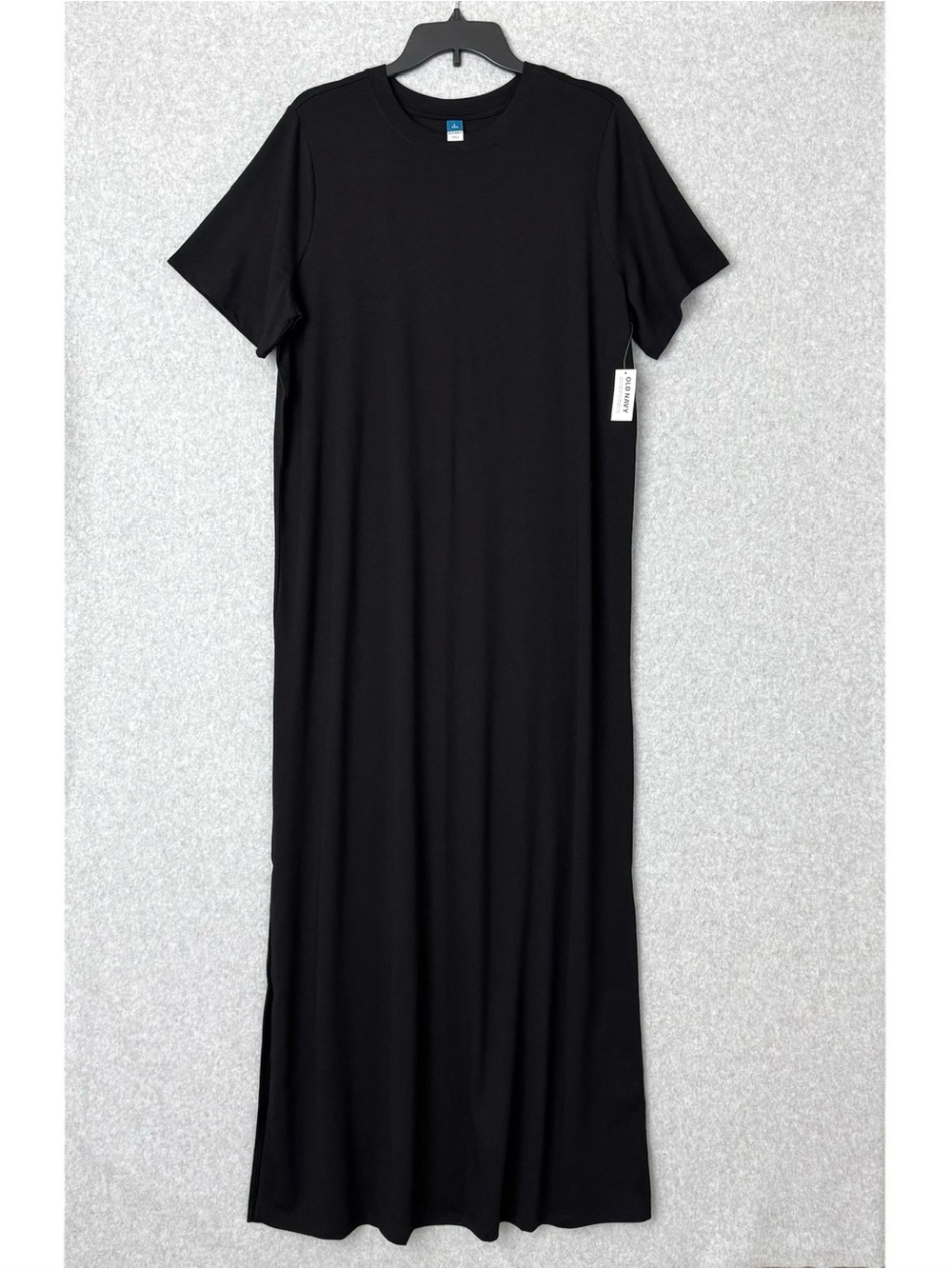 Old Navy Black Short-Sleeve Maxi T-Shirt Dress Womens Size Large Tall Black